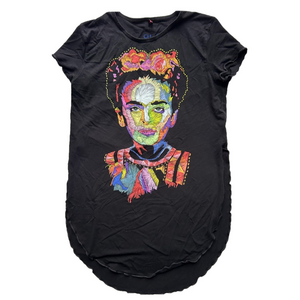 Ay Guey Frida Kahlo T-Shirt, Black Modal Women's Size small  Wearable Art